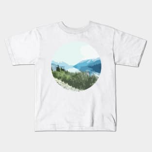 Calm Lake Snow Mountains Abstract Kids T-Shirt